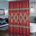thumbnail image 6 of Abstract Stripes Shower Curtain, Red Yellow Aztec Native Tribal Stripes Geometric Waterproof Shower Curtain Set with 12 Hooks Lightweight Bath Curtains Fabric Bathroom Decor 72x72 Inches, 6 of 9