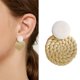 thumbnail image 2 of Pendientes de arcilla polimérica, pendientes redondos de alto sentido, pendientes colgantes ligeros bohemios con personalidad tejida a mano, 2 of 5
