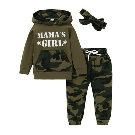

WESIDOM 3Pcs Baby Girls Clothes Long Sleeve Hoodie Sweatshirt Cute Floral Pants with Headband Outfit Sets 3M-3T