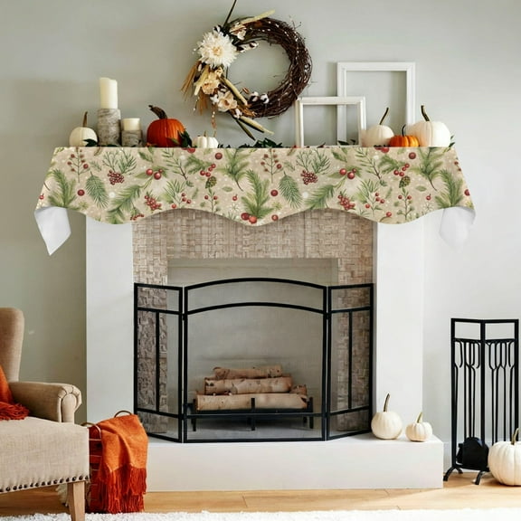 Christmas Holiday Fireplace Mantel Scarf | Cranberry | Mantle Runner