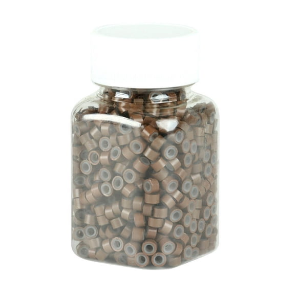 LEEYNEER 500pcs Wig Braiding Beads Silicone Hair Extension Rings Dreadlocks Link Bead for Men Women (Chocolate)