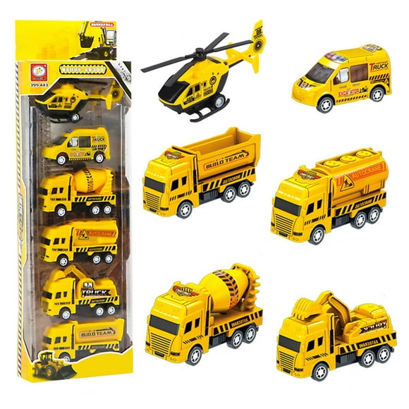 Boys Toys Cars Toys, Remote Control Car Toy for Boys,6 Pack Kids Construction Vehicles Playset ,Excavator,Dump Truck,Cement,Oil Tankers,Educational Engineering Toy Set Birthday 3+ Year Old Boy