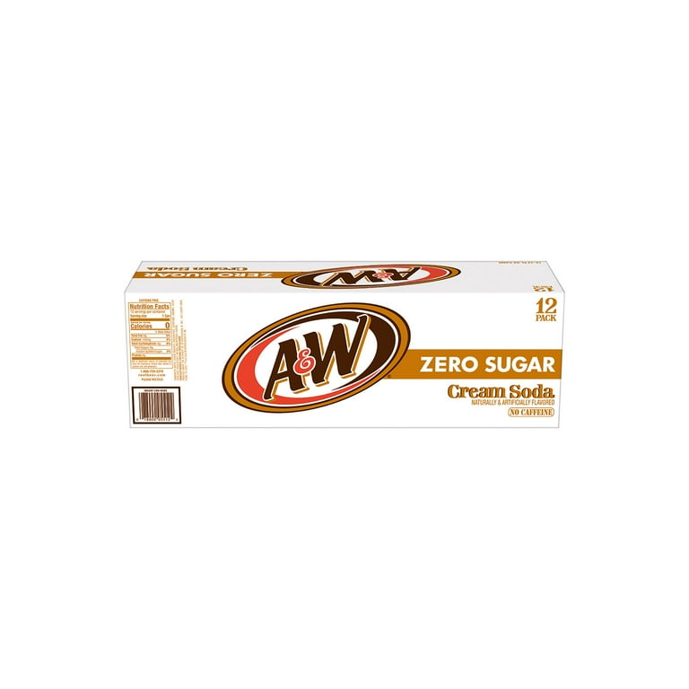 A&W Zero Calorie Cream Soda Pop, Guilt-Free, 12 fl oz, 12 Pack