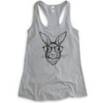 thumbnail image 1 of Hipster Rabbit Tank Top, Ladies Racerback Tank Top, Easter Tank, Rabbit Tank, Easter Bunny Tank, Heather Gray, Small, 1 of 3