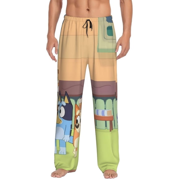 Silaia Bluey Print Mens Pajama Pants,Sleep & Lounge Pants, Men's Pajama Bottoms,PJ Bottoms with Pockets and Drawstring/Elastic Waist-