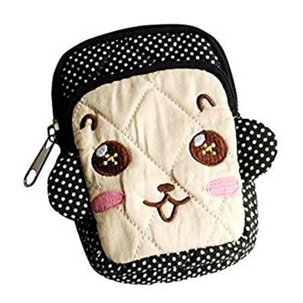 2.9 x 4.7 x 0.98 in. Lively Monkey - Embroidered Applique Fabric Art Wallet Purse &amp; Pouch Bag