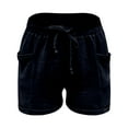 thumbnail image 7 of vigerkar Womens Linen Shorts,2025 Summer Shorts for Women Comfy Drawstring Beach Short Pants with Pockets Black, S, 7 of 7