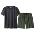 thumbnail image 4 of SWSMCLT Men's Tracksuit Comfy 2 Piece Outfits Workout Sweatsuit Summer Jogger Activewear Set Short Sleeve Army Green Large, 4 of 4