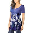 thumbnail image 4 of OKBOP Womens Tops ,Fashion V- Neck Floral Printed Tunic Buttons Short Sleeve T-shirt,Summer Beach New Arrivals Trendy Tops for Women, 4 of 6