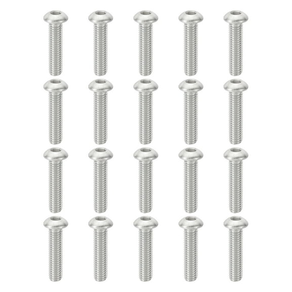 Uxcell M6-1x25mm Button Head Socket Cap Screws, 20 Pcs 304 Stainless Steel Hex Socket Cap Screw