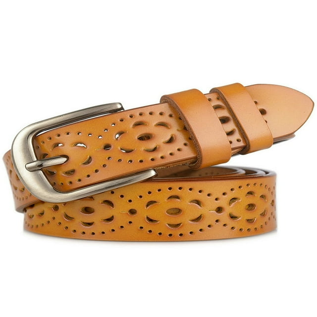 Boucle en Cuir pour Femmes Ceinture Ajustable Creuse Ceinture