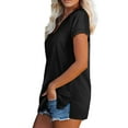 thumbnail image 5 of XIYON Womens T Shirts Ladies Solid Color V Neck Slit Tee Casual Short Sleeve Top Loose Fit Tshirts, 5 of 7
