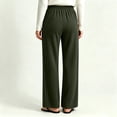 thumbnail image 7 of Sokhug Women Ribbed Knit Wide Leg Pants Drawstring Elastic Waist Casual Trousers With Patch Pockets Casual Solid Color Lounge Trousers, 7 of 7