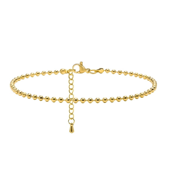 Adjustable Bead anklet Chain Anklet 14K Yellow Gold Women's Accessories
