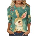 thumbnail image 3 of lcziwo Ofertas Del Dia de Hoy Relampago Womens Easter Shirt Trendy 3D Bunny Rabbit Print Shirts Loose Casual Round Neck 3/4 Sleeve T-Shirt Cotton Pullover Tops Multicolor M, 3 of 6
