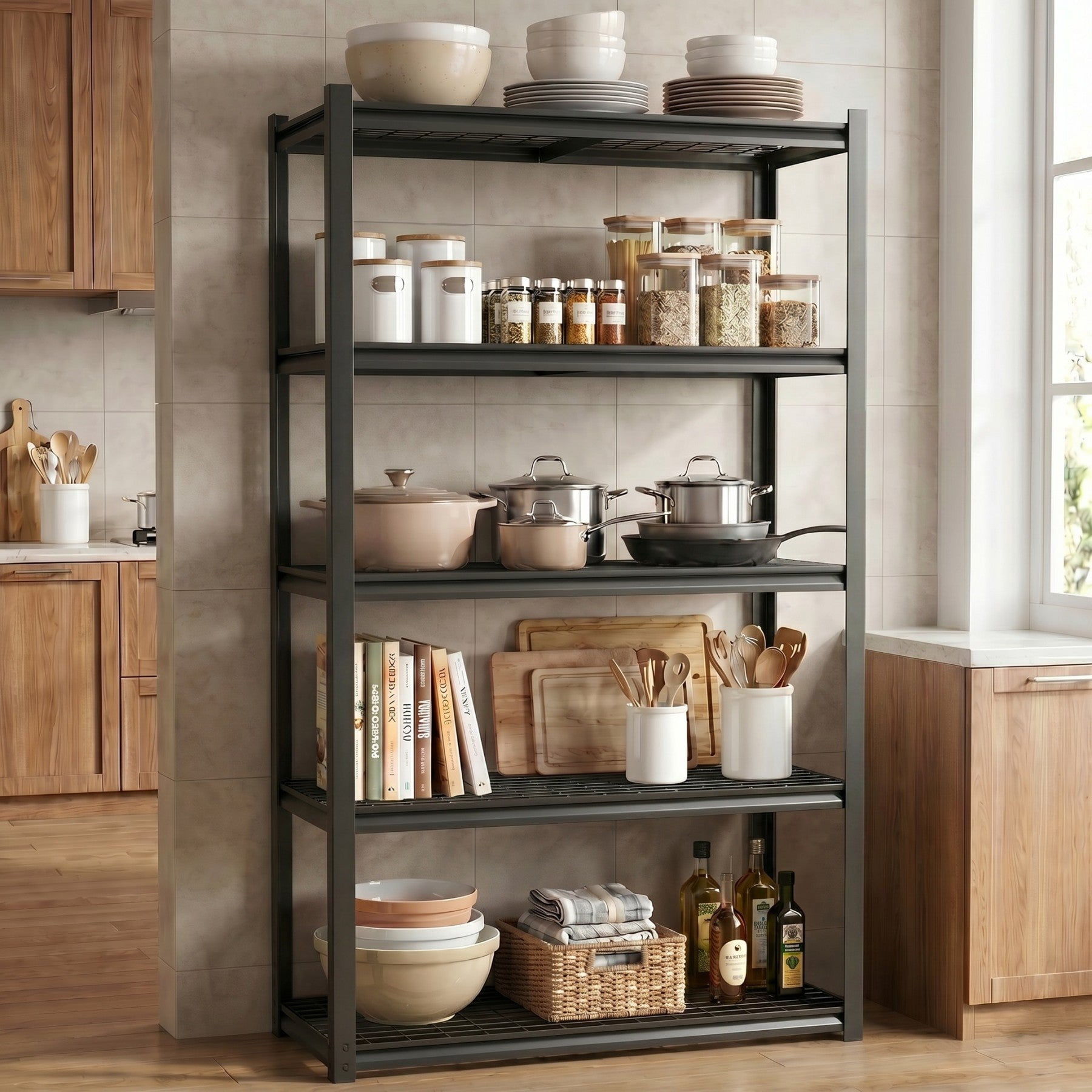 Sailvan 1650LBS Heavy Duty Garage Shelving, 5-Tier Adjustable Metal Storage Shelves, Industrial Steel Utility Rack,36"W x 16"D x 72",Black