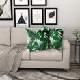 thumbnail image 4 of Tropical Leaves Pillow Covers 18x18 Set of 2 Monstera Palm Leaf Plant Print Green Colored Outdoor Throw Pillows Summer Hawaiian Style Decorative Square Cotton Cushion Case for Home Sofa Couch Bed, 4 of 5