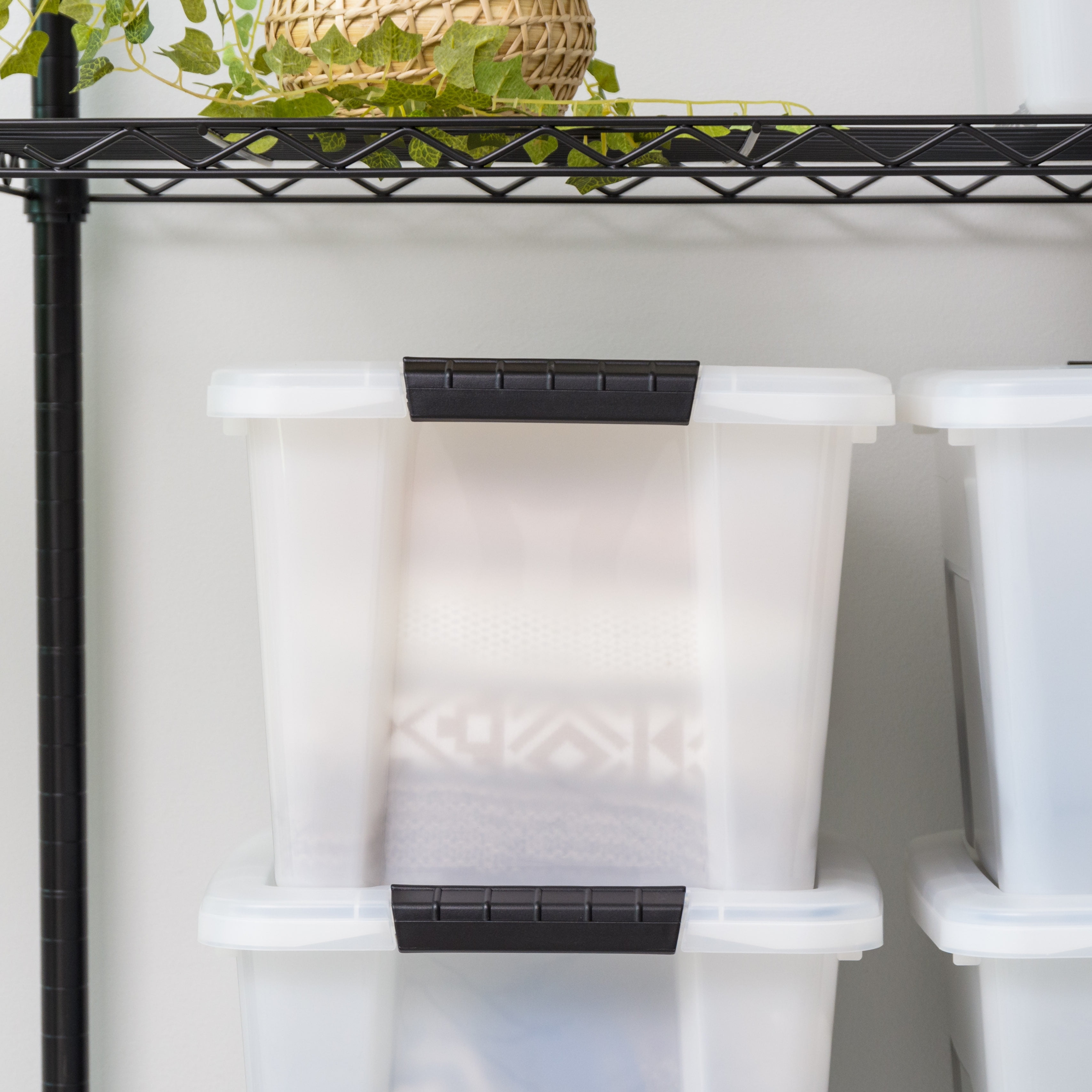 19 qt. Plastic Stackable Storage Bins for Pantry in White (4-Pack)