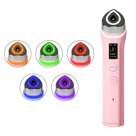 6-in-1 Beauty Device for Face, Korean Skin Care Tool with EMS, LED Light, Vibration & Warm Care, Facial Massager for Better Absorption, Radiant Looking Skin & Firm Appearance, Pink