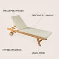 thumbnail image 4 of Mallorca 77.56"x23.62" Modern Classic Adjustable Acacia Wood Chaise Outdoor Lounge Chair with Cushion & Wheels, Light Gray/Natural, 4 of 9