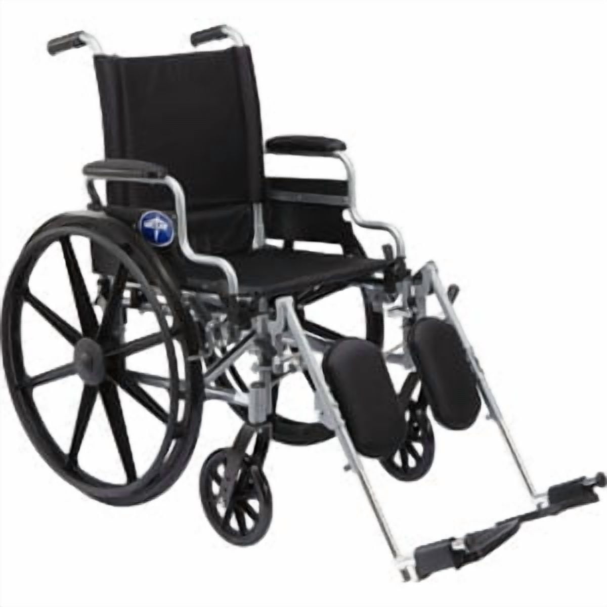 Medline Lightweight Wheelchair with Swing-Back Desk-Length Arms & Elevated Legrests, 16"x18" Seat, 300 lbs Weight Capacity, Black