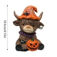 thumbnail image 3 of Fall Highland Cow Figurine - Autumn Pumpkin Flower Resin Statue, Scottish Calf Decor for Home, Kitchen, Office & Tiered Tray, Seasonal Gift for Cow Lovers, 3 of 6