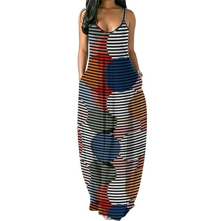 

Bomotoo Women Plus Size Pajamas Long Maxi Dress Spaghetti Strap Sleeveless Nightgown Sleepwear Lounge T Shirt Dress Pocket