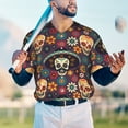 thumbnail image 5 of KLL Skulls and Flowers for Men's Baseball Shirts,Short Sleeve Casual Shirts Button Down Shirt for Men Beach Summer Wedding Shirt-X-Large, 5 of 7