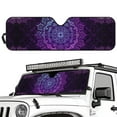 thumbnail image 2 of Uorisanigo Windshield Sun Shade, Purple Mandala Visor Shield Cover for Wrangler TJ JK JKU JL JLU,UV Ray & Heat Block Auto Shades, Sun Shade Windshield Cover for Jeep, 2 of 7