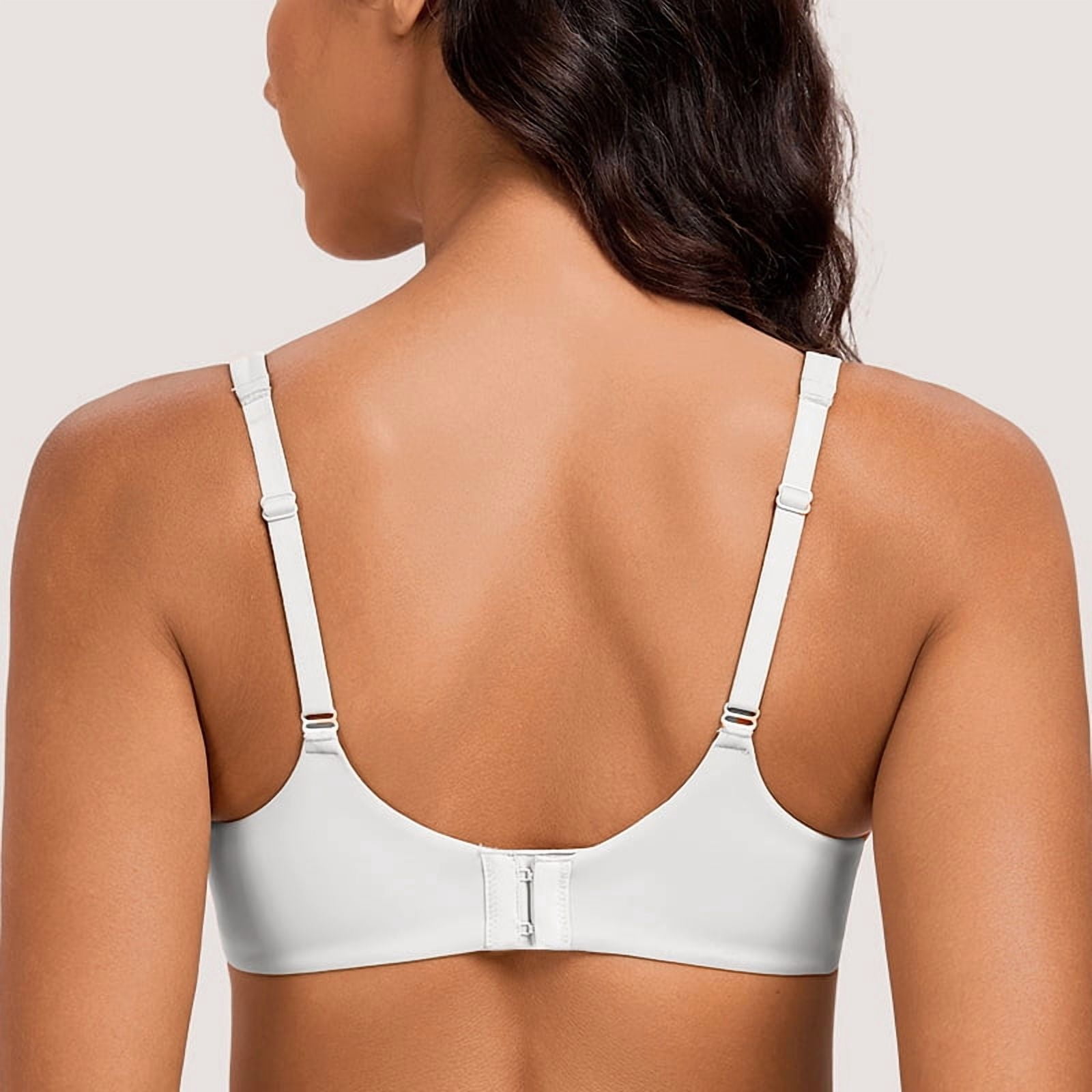 MELENECA Women's V-Neck Minimizer Underwire Plus Size Unlined Plunge T-shirt Bras White 40B