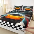 thumbnail image 3 of Homewish Racing Car Twin Sheet Sets 3pcs for Female Men Women,Geometric Plaid Grid Twin Fitted Sheet Microfiber,Extreme Sport Breathable Flat Sheet,Luxury Bedroom Decor, 3 of 7