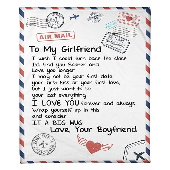Namashops - Air Mail To My Girlfriend I Just Want To Be Your Last Everything Gift From Boyfriend Fleece Blanket, 30x40in Fleece Blanket