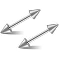 thumbnail image 1 of 2PCS 14G G23 Titanium Straight Barbell Spike Cartilage Earring Bars Nipple Ring Spiked Helix Piercing Jewelry Externally Threaded, 1 of 5