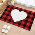 thumbnail image 2 of Valentine's Day Washable Area Rug 2 x 3 ft Red and Black Buffalo Check with Heart , Soft Non Slip Rugs Stain Repellent Indoor Felt Carpet for Living Dining Room Bedroom Home Office, 2 of 9