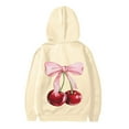 thumbnail image 4 of Tiijoy Toddler Girls Hoodie Cherry Bow Print Hooded Sweatshirt Graphic Hoody, Sizes 3-4T, 4 of 4