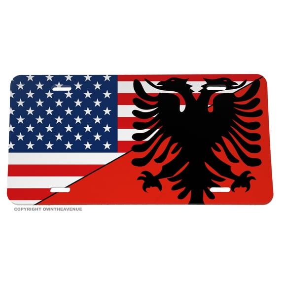 USA American Albania Albanian Flag Auto License Plate