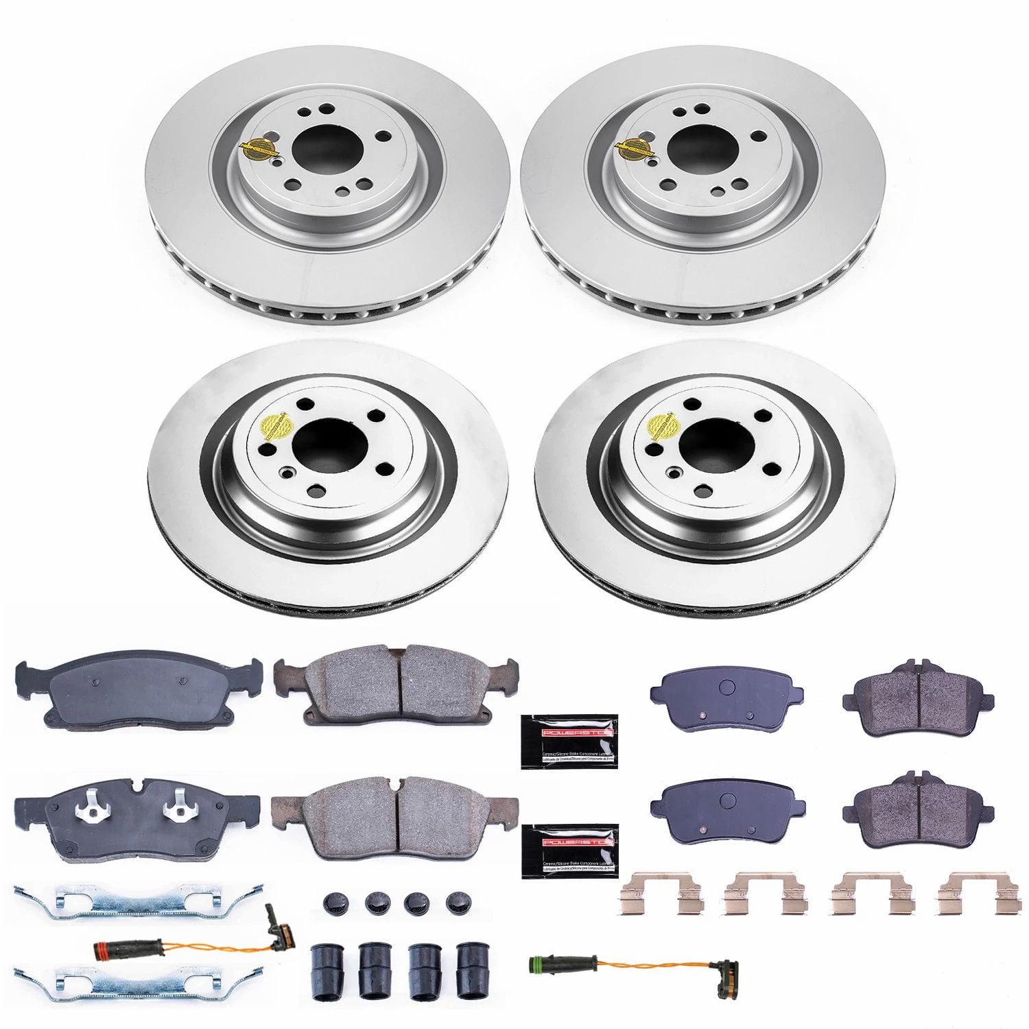 PowerStop Front and Rear Geomet Coated Brake Rotor and Pad Kit Fits: MERCEDES-BENZ Select Models CRK8435