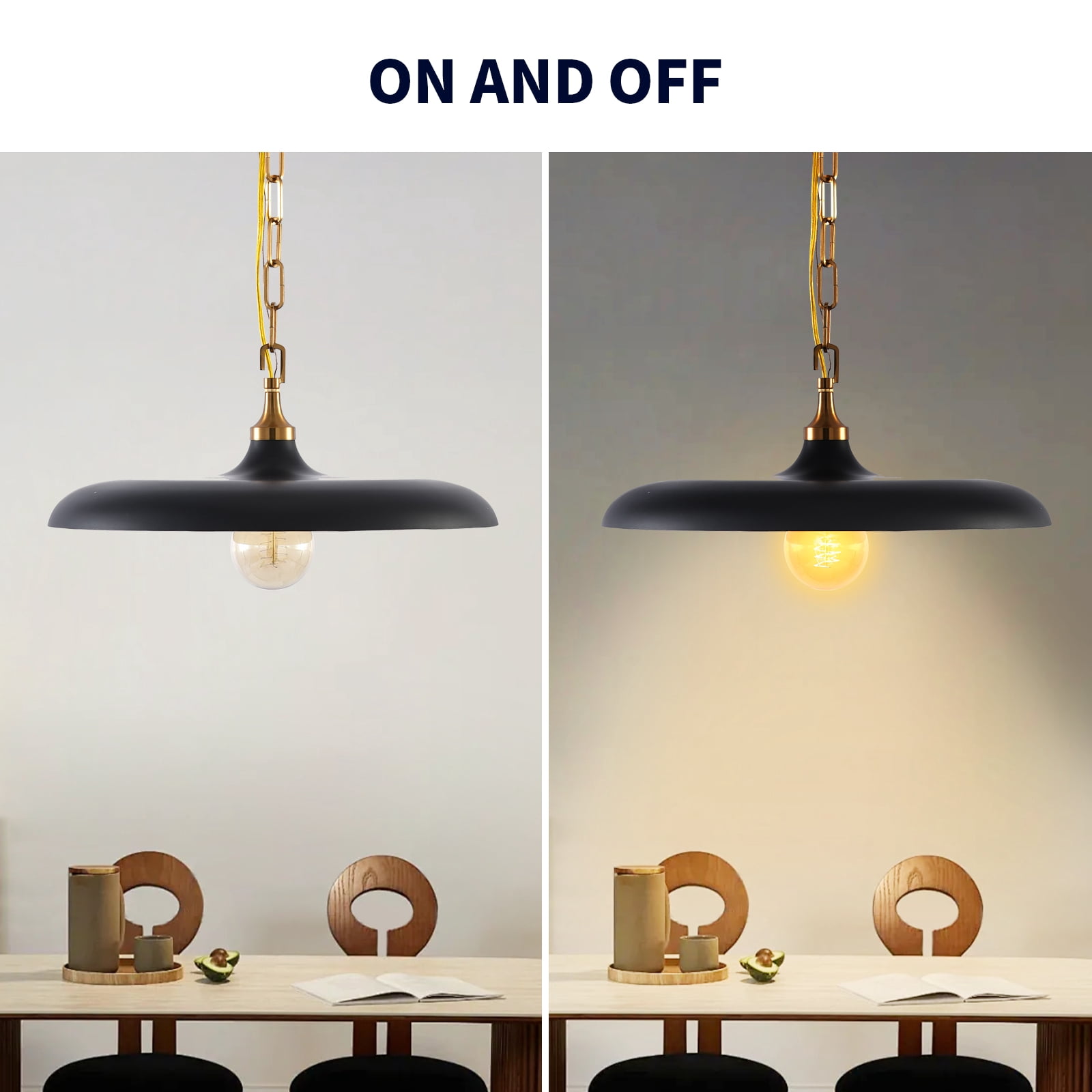 MW Lighting Matte Black&Gold Farmhouse Pendant Light for Kitchen Island,Coffee Shop