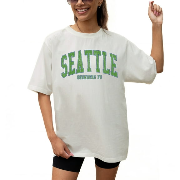 Women's Gameday Couture  Cream Seattle Sounders FC Goal Line Oversized T-Shirt