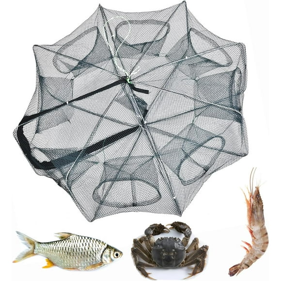 Hongkaii Fishing Net Trap, Portable Foldable Crawfish Trap Fishing Bait Trap Cast Net Cage Crayfish Trap Fish Shrimp Net Crab Traps for Catching Small Bait Fish Eels Crab Lobster Minnows CA710-11103