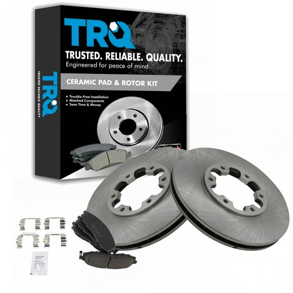 TRQ Front Premium Posi Ceramic Disc Brake Pad & Rotor Kit Fits Select NIssan Truck SUV