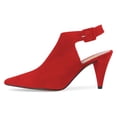 thumbnail image 2 of YDN Women Fashion Pointed Closed Toe Cone High Heels Slingback Booties Ankle Strap Adjustable Buckle Party Dress Sandals Size 13 Red, 2 of 5