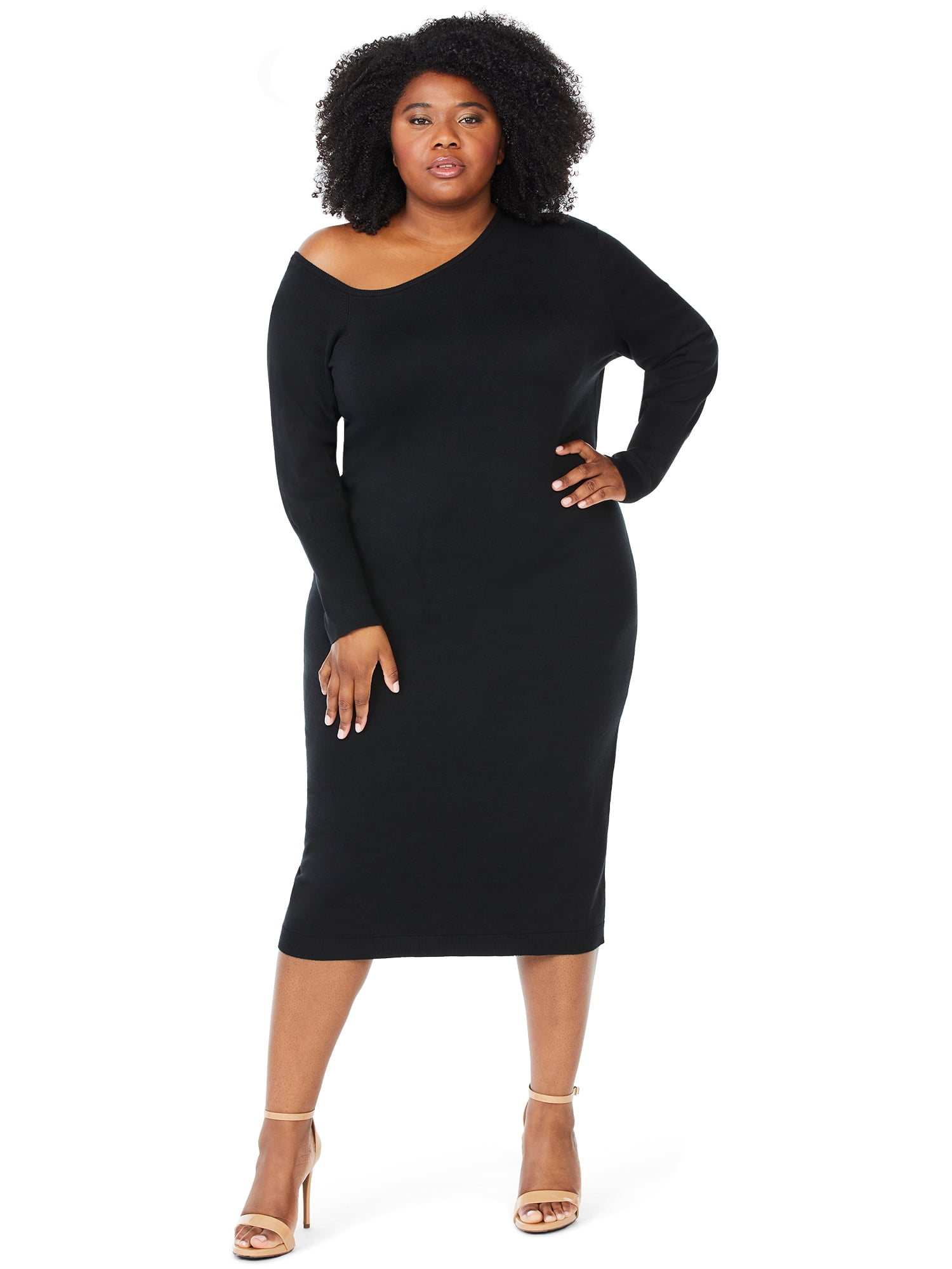 one shoulder sweater dress