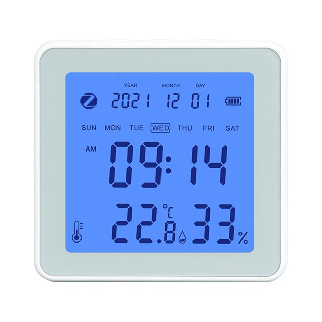 Yeacher ZigBee Temperature Humidity Sensor with Date Week Clock Display LCD Backlight Digital Indoor Temperature Humidity Monitor APP Control Voice Control Smart Temperature Meter Mini Hygrometer