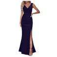 thumbnail image 1 of Robe de Soirée Élégante Sans Manches Col en V Fendue pour Femmes Robe Longue Formelle pour Fête et Robe en Maille Robe Longue Sans Bretelles Robes de Soirée pour Femmes avec Manches Robe Midi pour Femmes Robes pour Femmes, 1 of 3