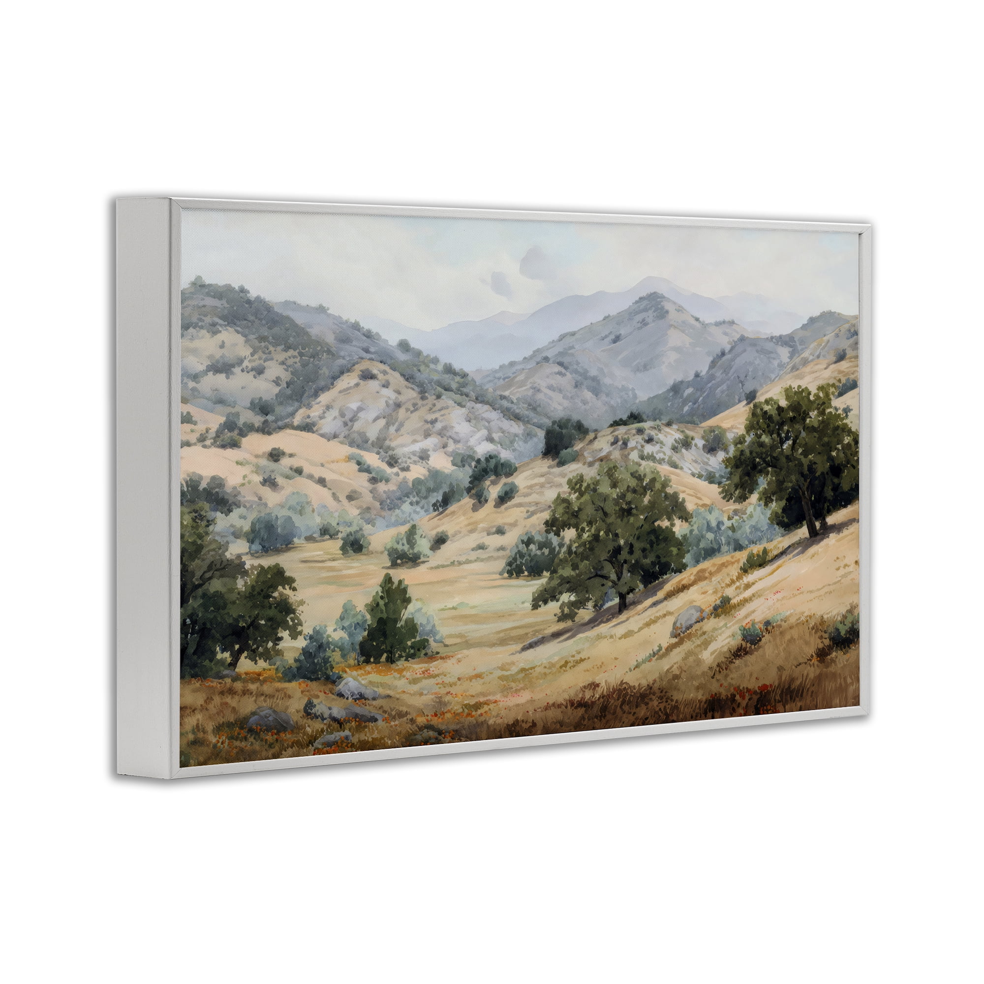 Stupell Industries Mountains and Trees Valley View White Framed Giclee Art, design by Petal Prints Design