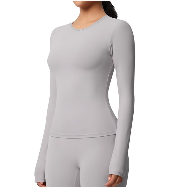 Mujeres de Manga Larga Tops Casual Ejercicio Capa Base para Correr Al Aire Libre, Transpirable Slim Fit Yoga Top con Agujeros Del Pulgar para Actividades de Fitness