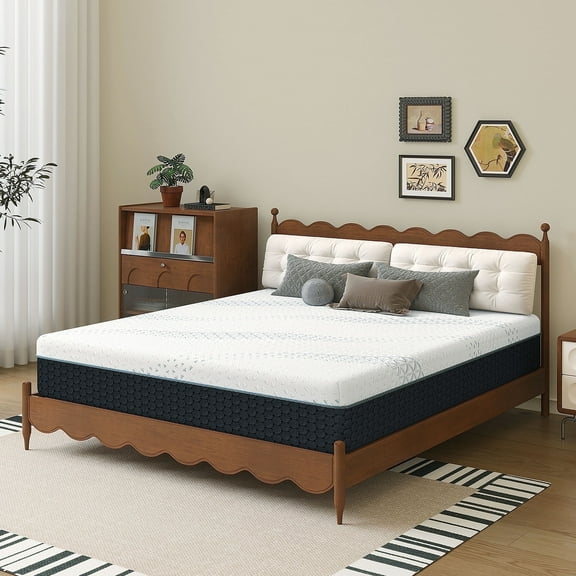 12 Inch Queen Green Tea Memory Foam Mattress for Cool Sleep & Pressure Relief, Bed in a Box, Removable Cover No Fiberglass, CertiPUR-US Certified