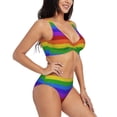 thumbnail image 2 of Rocae Colorful Glitter Rainbow for Bikini Set for Women Two Piece Sexy High Swimsuits Split Crossover Bikini Medium, 2 of 9