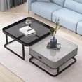 thumbnail image 5 of TY Arts & Culture Modern Waterproof Glass Square Coffee Tea End Table Twin Set of 2 Grey, 5 of 9